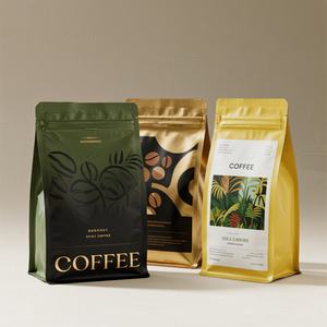 Bolsas de Café con Fondo Plano de Plástico y Válvula, Personalizadas con Logotipo Impreso, de Aluminio, 100g, 250g, 500g, 1kg, 5kg, 12 Oz, para Granos de Café - Product Image 1