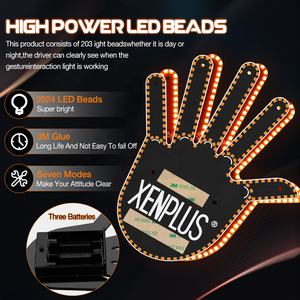 XENPLUS <span class=keywords><strong>7</strong></span> sette Modle luce del dito medio sul finestrino della macchina adesivo Filk luce auto luce del dito medio - Product Image 2