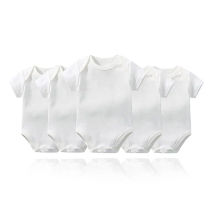 Customized logo printed pattern label newborn onesie long sleeve white bodysuit baby rompers blank
