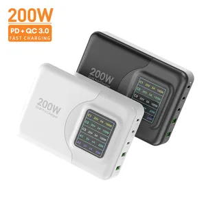 VINA 5 Ports 200W Spannungs stroma zeige GaN USB C Schnell-PD-Lade adapter für MacBook Pro Air für iPad und mehr