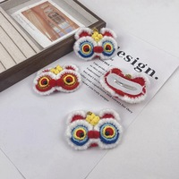 Épingle à cheveux en forme de tête de lion au crochet de style chinois, accessoire décoratif festif du Nouvel An fait main en fil