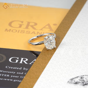 Anillo personalizado de Goldleaf Jewelry con certificado GRA, plata S925, moissanita ovalada de 1ct, 2ct, 3ct, D VVS. - Product Image 5
