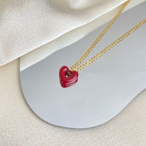 2025 nuovi gioielli di moda 18k oro placcato in acciaio inox Color prugna collana <span class=keywords><strong>a</strong></span> <span class=keywords><strong>cuore</strong></span> <span class=keywords><strong>aperto</strong></span> Set di gioielli - Product Image 3