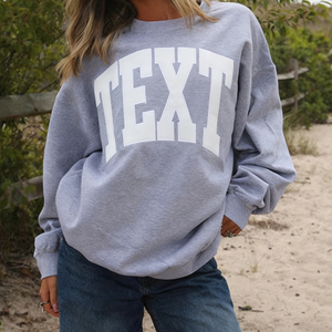 Sudadera de gran tamaño con guión de sarga, Sudadera de cuello redondo con bordado cosido personalizado para la Universidad - Product Image 5