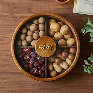 가정 구획과 중국 스타일 단단한 나무 과일 사탕 상자 호두 뚜껑 너트 트레이 말린 과일 스낵 저장 식품 사용 - Product Image 5