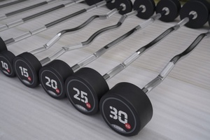 Set de Barras de Gimnasio Personalizadas de PU, <span class=keywords><strong>Barra</strong></span> <span class=keywords><strong>Fija</strong></span> Redonda de Goma Negra, <span class=keywords><strong>Barra</strong></span> de Acero con Peso, <span class=keywords><strong>Barra</strong></span> Recta <span class=keywords><strong>para</strong></span> Curl - Product Image 4