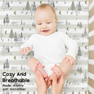 Cozy Soft Fitted Bassinet <strong>Sheet</strong> Breathable 300tc Anti-Dust Mite Anti-Static European-American Style <strong>Travel</strong> <strong>Cot</strong> Mattress Cover - Product Image 6