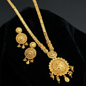 Wholesale 14K 18K 24K Micro Gold Plated Brass <b>Long</b> Flower Design Women's Wedding Jewelry Set <b>Necklace</b> and Earrings - Product Image 2