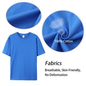 Design 180gsm Comfort Pure Cotton Children Adult Size Tall Big O-neck Custom Logo Unisex T-shirt for Summer - Product Image 5