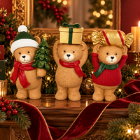 3er-Set Weihnachts-Stehbären-Figuren mit Goldener Geschenkbox, Santa-Schal-Ornament, Baumdekoration für Kinderzimmer und Zuhause