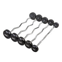 Barre de musculation droite fixe en acier de qualité professionnelle, recouverte de caoutchouc, 10-50 kg, pour la musculation, équipement d'exercice, fournisseur en gros, logo personnalisé