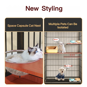 Gabinete Cuadrado Plegable para Mascotas, <span class=keywords><strong>Jaula</strong></span> Grande de 3 Capas para Interiores, Diseño de Lujo de 3 Niveles - Product Image 3