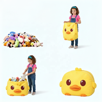 Housse de pouf lavable, grande, design canard de dessin animé, pour rangement créatif de jouets et animaux en peluche, idéale pour canapés paresseux