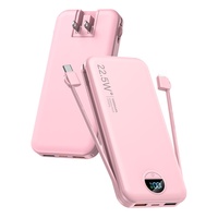 Tragbare 10000mAh Powerbank Faltbarer AC-Stecker Wandladegerät Eingebautes Kabel 2-in-1 Schnellladung PD20W LED-Anzeige Reise-Typ-C