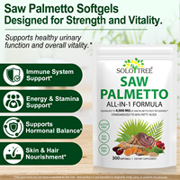 SOLOTREE Stock Disponible Saw Palmetto Végétalien Sans Gluten 300 Gélules Molles pour le Soutien au Bien-être Masculin Suppléments à Base de Plantes