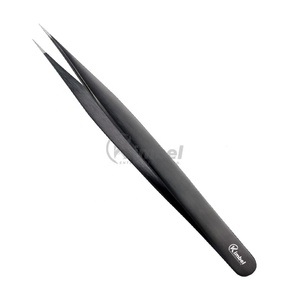 Pince à cils en acier inoxydable de marque privée personnalisée pince à épiler d'extension de cils à pointe en fibre nano poignée droite - Product Image 1