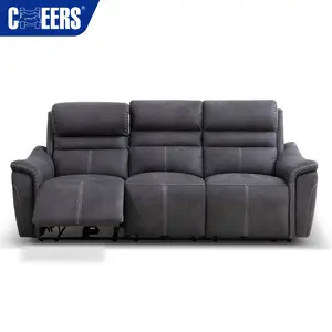 MANWAH CHEERS Hochwertiger moderner grauer High-Tech-Stoff-Loves eat mit LED-Elektromöbel-Liege sofa mit Konsole und Sofa