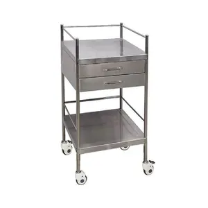 Manufacturer Custom Cheap New Stainless Steel Medical Trolley Hospital Nursing Treatment Cart With 2 Drawers Home Storage Cart