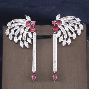 RAKOL EP2093 Glittering Cubic Zircon Extra <b>Long</b> Hand Made <b>Earrings</b> <b>Silver</b> Wedding <b>Earrings</b> Tassel Zircon <b>Earrings</b> for Women - Product Image 4