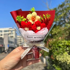 Handmade Crochet thu nhỏ vĩnh cửu hướng dương bó hoa cao phồng hoa nhân tạo ngày của mẹ phục sinh giáng sinh năm mới - Product Image 3