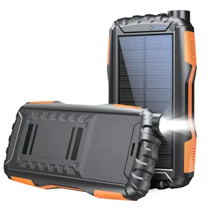 户外太阳能充电器2个USB端口大容量25000毫安太阳能电源银行防水
