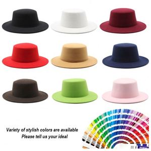 Chapeau Fedora en feutre à large bord unisexe personnalisé avec logo sur mesure, chapeau en feutre de laine à large bord pour l'hiver, vente en gros - Product Image 2