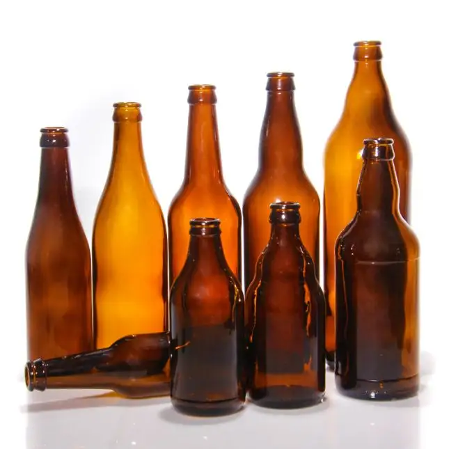زجاجة مخصصة البيرة التعبئة والتغليف عصير الصودا المشروبات العنبر زجاجة بيرة زجاجية مع أعلى