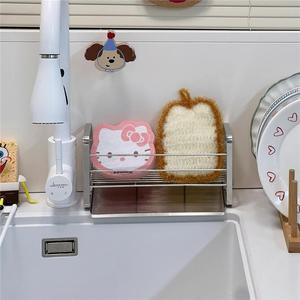 Égouttoir moderne en acier inoxydable pour éponges et torchons, à double niveau, avec rangement étroit pour boules de cuisine, pour évier de cuisine - Product Image 3