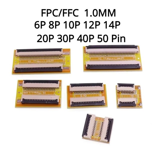FPC FFC Flexible Flat Cable Extension Board 1.0mm Pitch 6P 8P 10P 12P 14P 20P 30P 40P 50 Pin Connector