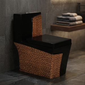 WC monobloc en céramique diamantée à double chasse, à poser au sol, pour projets d'appartements, fabriqué en Inde - Product Image 1