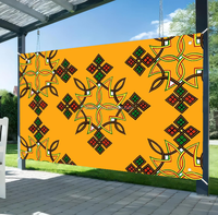 Backdrop Habesha Ukuran Besar 3.5*4M, Desain Tenun Bunga Warna-warni Ethiopia dengan Logo Sesuai Pesanan
