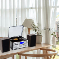 Reproductor de Discos Retro Todo en Uno con Precio al por Mayor, Fonógrafo, USB, CD, Radio AM/FM, Bluetooth, Tocadiscos para Vinilo de 3 Velocidades