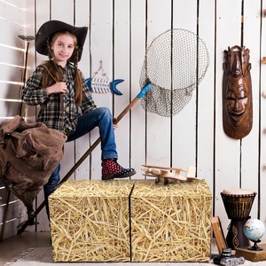 Rice Straw Themed Printed Props-Haystack Paper <b>Box</b> Best-Selling Western Cowboy <b>Party</b> Decoration Photo Prop <b>Box</b> - Product Image 3