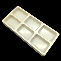 Boîte intérieure en plastique alimentaire jetable blanche à 6 compartiments carrés, personnalisable, pour biscuits et pâtisseries