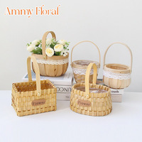 AM-GPA71 Panier en rotin tressé Ammy, boîte cadeau ronde, décoration d'intérieur, panier pour arrangement floral, boutique de fleurs