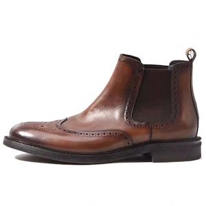 New Leather <b>Boots</b> High-top Shoes Chelsea <b>Boots</b> Toe Layer Cowhide <b>Boots</b> Trendy Shoes Men - Product Image 1
