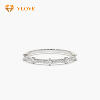Cincin Emas Padat 14K Custom dengan Berlian Laboratorium Alternatif, Cincin Eternity Band Perhiasan Mewah untuk Wanita