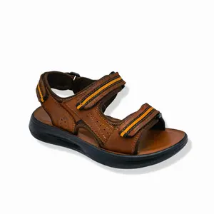 Wholesale Custom Kids Brown Leather Children Open Toe Summer Boy Sandals Shoes