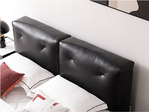 Lit double 1,8 m de style minimaliste, lit flottant en cuir <span class=keywords><strong>Dilan</strong></span>, dossier rembourré en duvet doux, éclairage, fenêtre flottante - Product Image 2