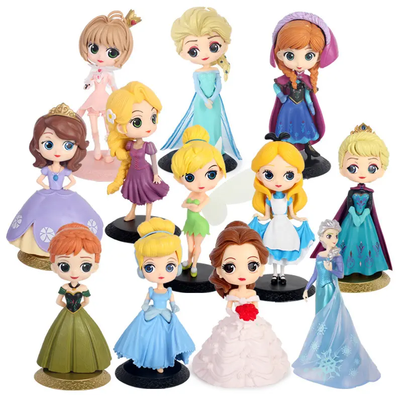 Decorações de bolo de princesa, enfeites de bolo, branco, amarelo, neve, rosa, vestido de casamento, gelo e neve, brinquedo, decoração, fornecedores de bolos