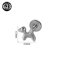 Piercing F136 G23 en Titane, motif Chien Mignon, à filetage interne, à dos plat, pour oreille, lèvre, nez, bijoux de piercing, cadeaux pour mariages et fêtes
