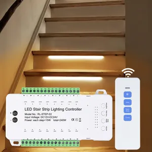 LED Stair Step Motion Sensor Light 16-way Controller Dimming COB LED STRIP Motion Night light 12V Flexible Home Ambient Lighting