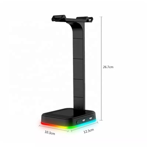 Soporte de escritorio para auriculares, Hub con 2 puertos USB, 2,0, RGB, para <span class=keywords><strong>Gamer</strong></span> y PC - Product Image 1