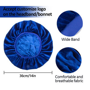 Düz renk kadife kaput geniş streç bant uzun saç bakımı kadın gece uyku şapka ayarlamak yumuşak kafa Wrap duş başlığı - Product Image 5