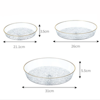 Plateau en plastique PET sans plomb à bord doré, plateau à fruits transparent
