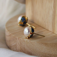 Vente chaude Nouveau Ethnique Délicat Émail Coloré Incrusté Perle En Laiton Boucles D'oreilles Pour Les Femmes Fleur Forme De Mariée Bijoux Cadeau