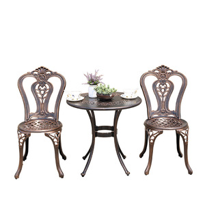 Cast Aluminum Garden Set 2 Seater <b>Round</b> <b>Table</b> Chair Outdoor <b>Patio</b> Furniture Waterproof Traditional Design Courtyard Use - Product Image 1
