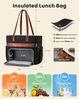 Sac à déjeuner LOVEVOOK pour femmes, sac de travail avec compartiment isotherme, sac pour ordinateur portable de 15,6 pouces avec porte-gobelet, grand sac à déjeuner