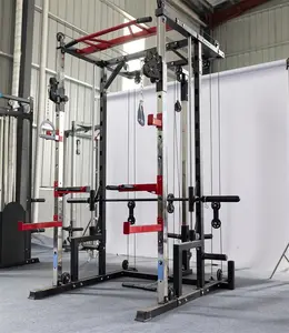 Gym Half Power Rack Power Cage Squat Rack Smith Machine Attachment Power Rack With Cable Crossover