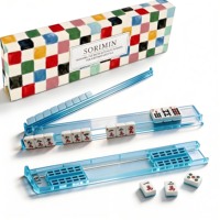 Ensemble de Mahjong Magnétique de Luxe Américain avec Poussoirs Automatiques, Étui à Motif de Jeu Vidéo, Support Professionnel pour Tuiles de Mahjong PS Poker